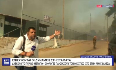 Φωτιά στην περιοχή της Σταμάτας στον Διόνυσο, κοντά σε σπίτια: Μηνύματα του 112 (video)